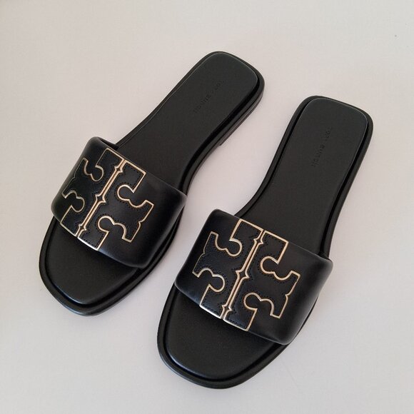 Tory Burch Shoes - Tory Burch Women’s Double T Sport Slides – Perfect Black/Gold Size 9